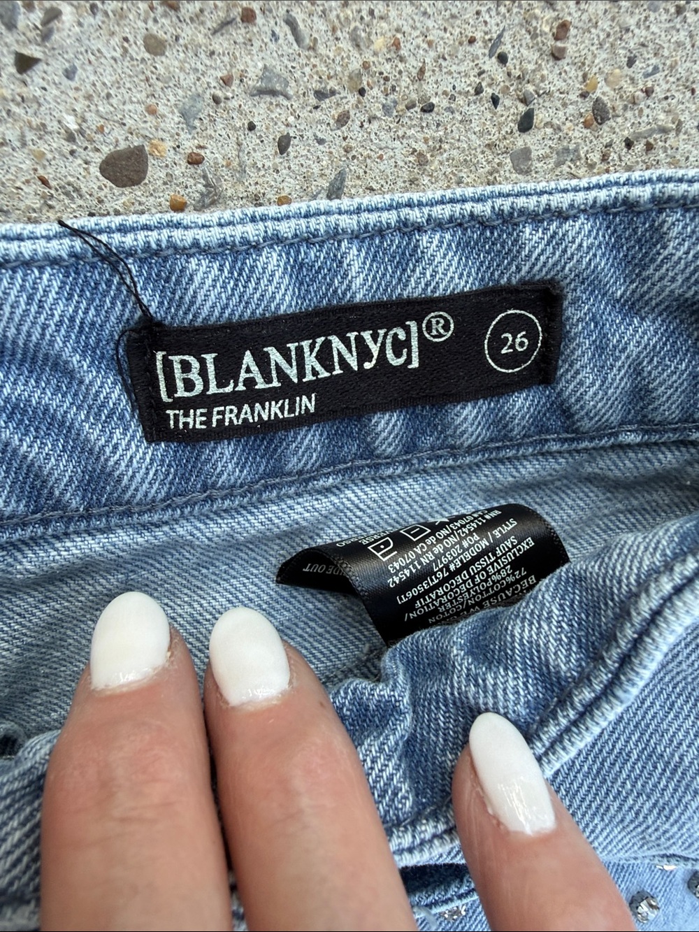 BLANKNYC Franklin Embellished Ribcage Wide-Leg Jeans Light Wash Waist 26 - Picture 3 of 16